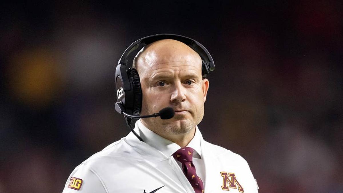  Dec 26, 2025; Phoenix, AZ, USA; Minnesota Golden Gophers head coach P.J. Fleck against the New Mexico Lobos during the Rate Bowl at Chase Field. Mandatory Credit: Mark J. Rebilas-Imagn Images | Mark J. Rebilas-Imagn Images 