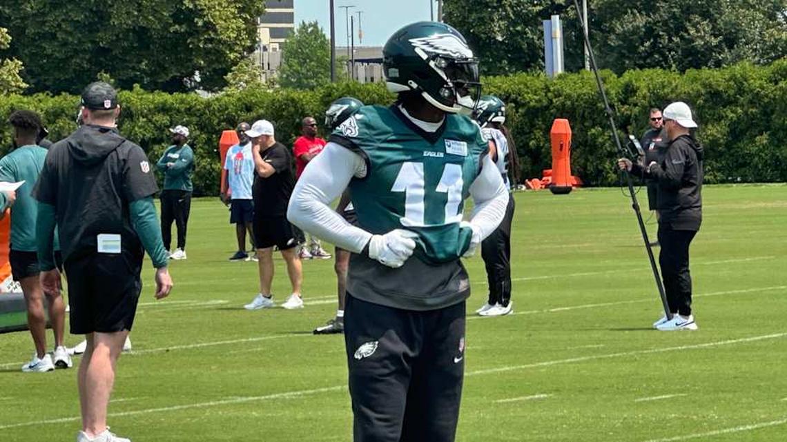  Eagles superstar WR A.J. Brown during 2025 minicamp. | John McMullen/Eagles On SI 
