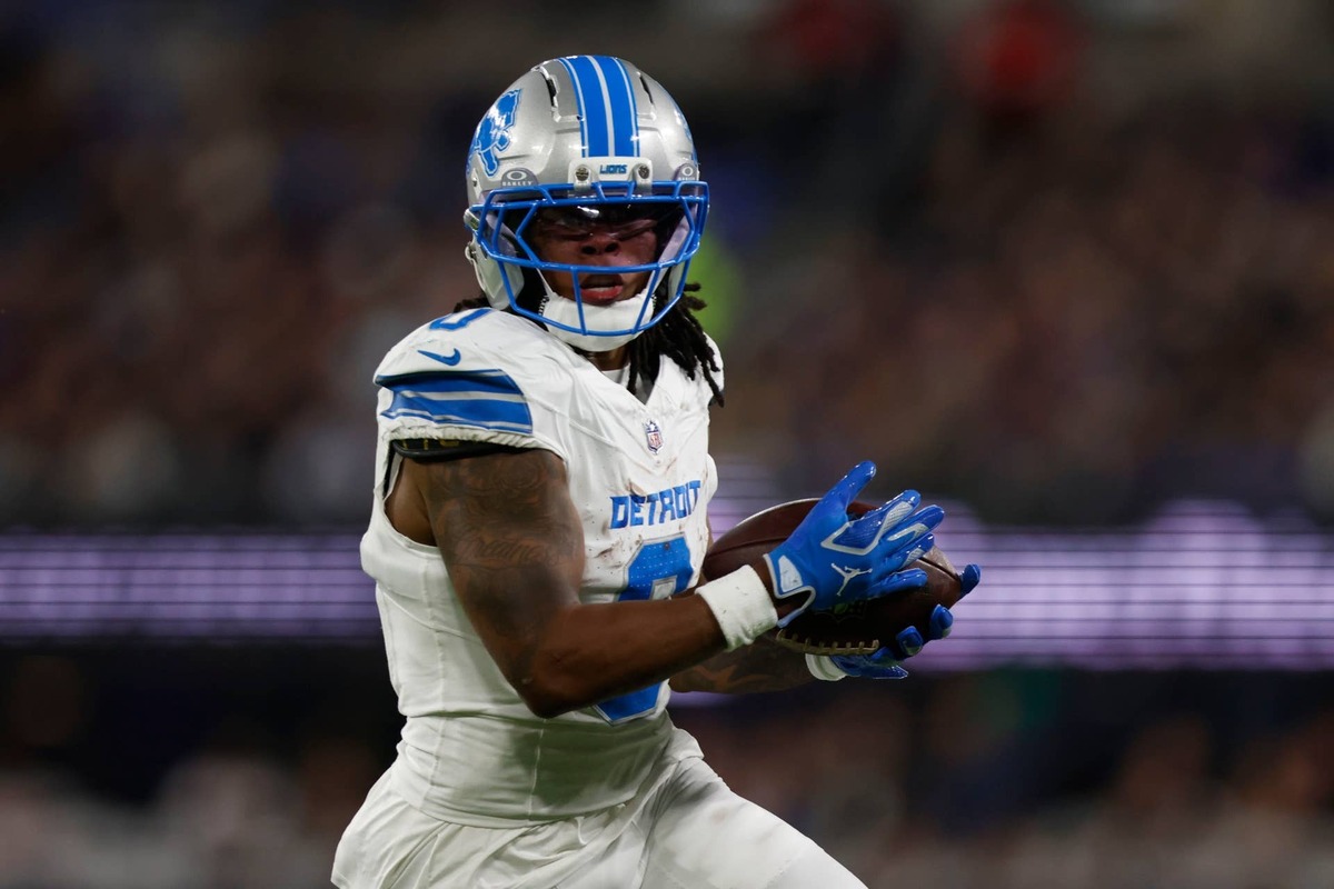  Detroit Lions running back Jahmyr Gibbs © Peter Casey-Imagn Images