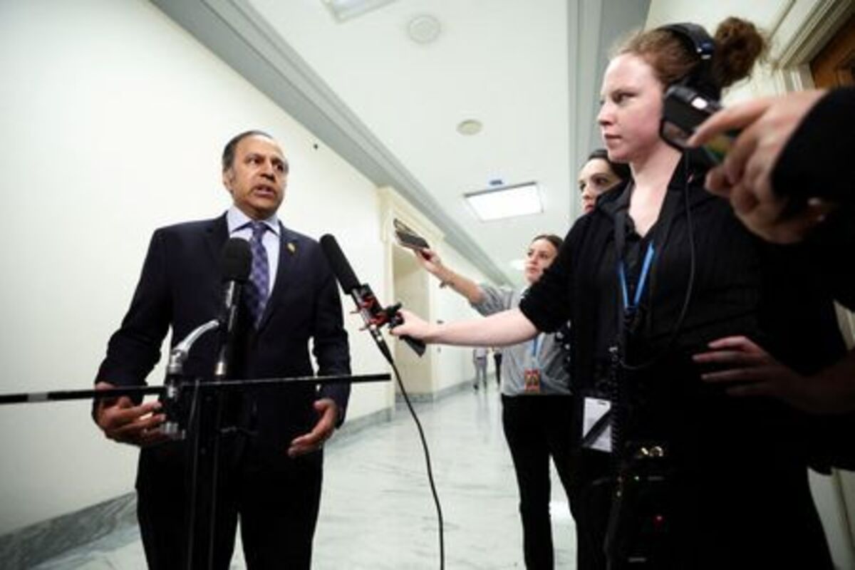 U.S. Representative Raja Krishnamoorthi (D-IL) speaks to the media outside the room where a closed door interview of Bill Gates before the House Oversight Committee, investigating late financier and sex offender Jeffrey Epstein, takes place, on Capitol Hill in Washington, D.C., U.S., June 10, 2026. REUTERS/Kevin Lamarque