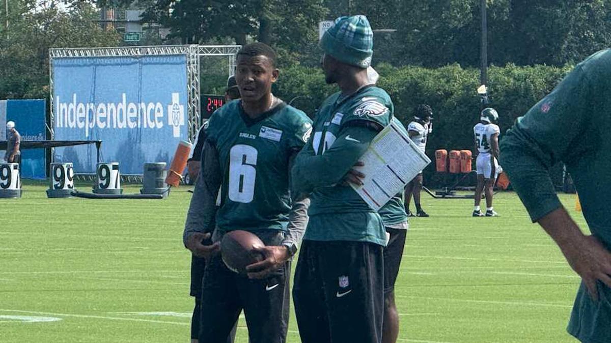  Receivers DeVonta Smith and Terrace Marshall did not practice on Thursday, Day 6 of Eagles training camp. | Ed Kracz/Eagles on SI 