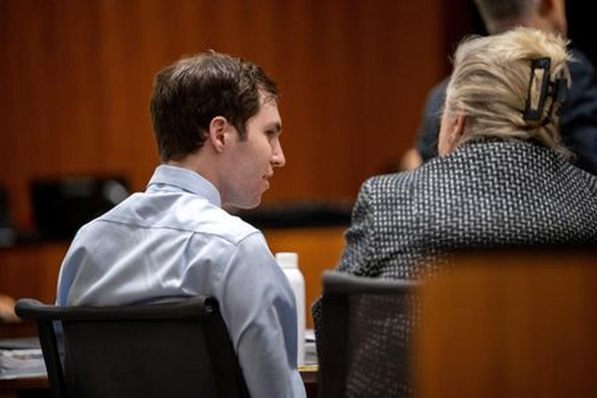 Tyler Robinson speaks with his attorney Kathryn Nester during a hearing for Robinson, accused in the fatal shooting of conservative activist Charlie Kirk, in 4th District Court in Provo, Utah, U.S., April 17, 2026.  Trent Nelson/Pool via REUTERS