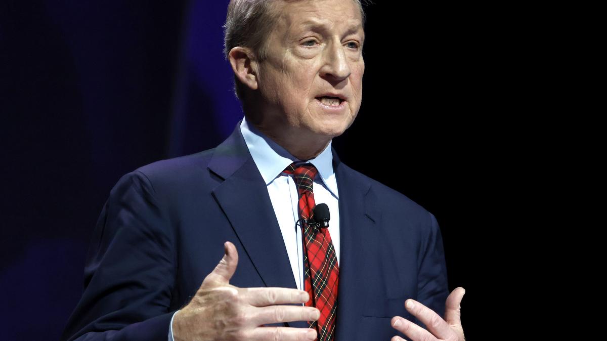 California gubernatorial candidate Tom Steyer, entrepreneur, speaks during "The Race for California Governor" gubernatorial debate presented by the Black Action Alliance at The Bayview Opera House in San Francisco on Feb. 3, 2026. (Nhat V. Meyer/Bay Area News Group/TNS)