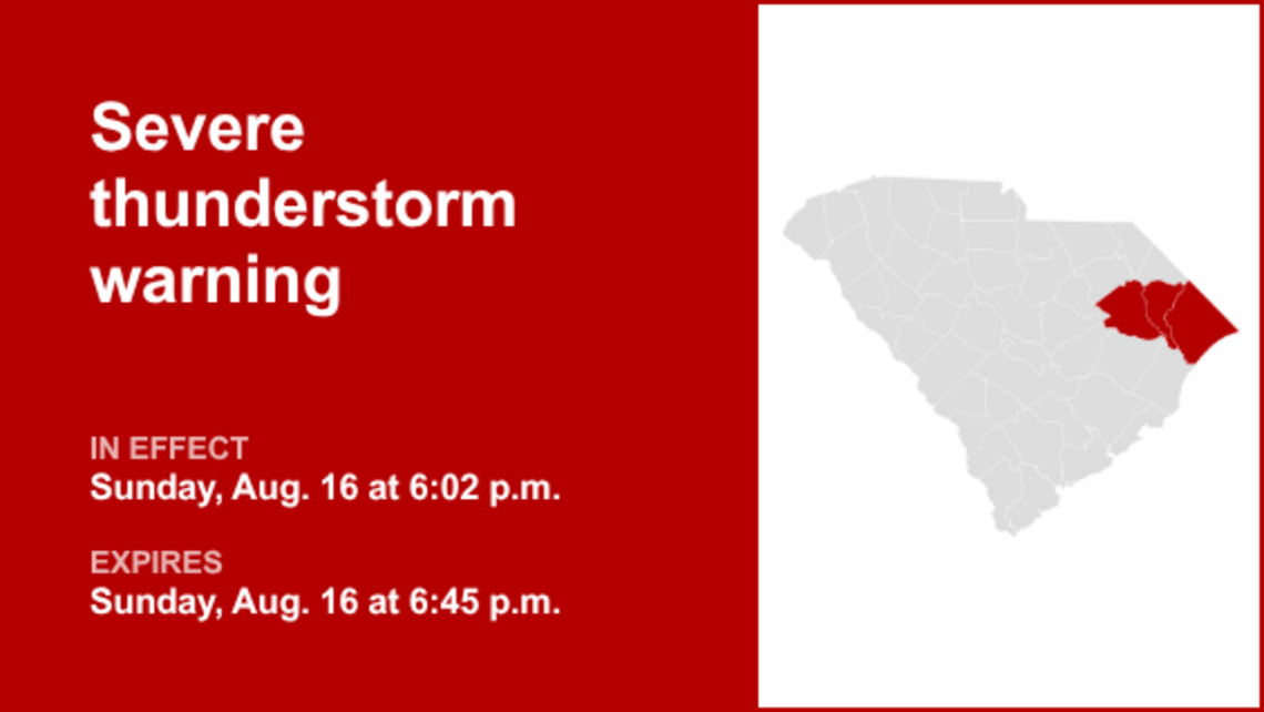 UPDATE: The severe thunderstorm warning is expected to expire at 6:45 p.m. 