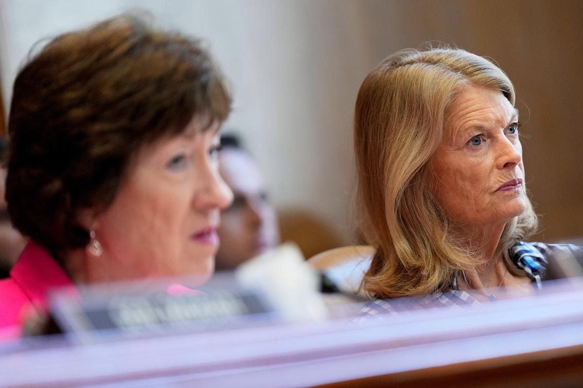  Senator Susan Collins, a Maine Republican, left, and Senator Lisa Murkowski, an Alaska Republican, right, attend a Senate Appropriations hearing, Wednesday, June 4, 2025, on Capitol Hill in Washington. (AP Photo) 