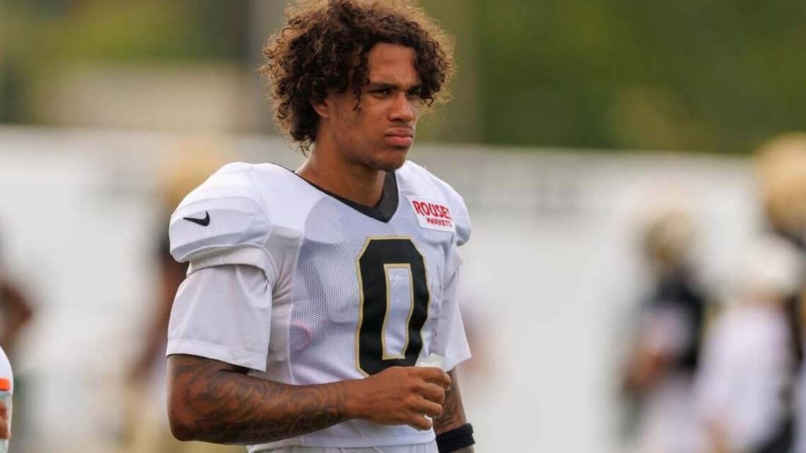 Saints rookie WR Jordyn Tyson (leg) exits practice
