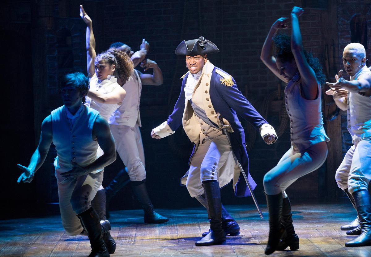 Bryan Terrell Clark as George Washington in “Hamilton,” at the Richard Rodgers Theater in New York, May 4, 2017.