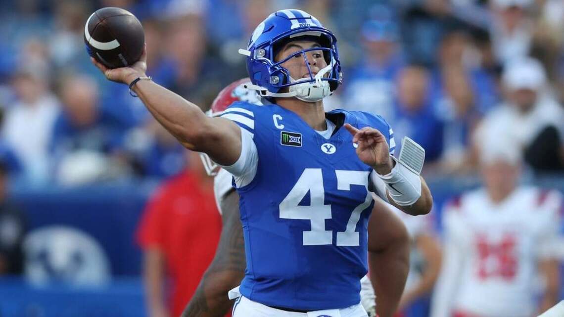 Bear Bachmeier, No. 14 BYU throttle Utah Tech 