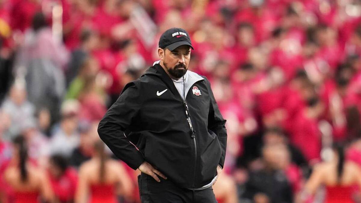  Ohio State Buckeyes head coach Ryan Day watches during the Ohio State football spring game at Ohio Stadium in Columbus on April 18, 2026. | Adam Cairns/Columbus Dispatch / USA TODAY NETWORK via Imagn Images 