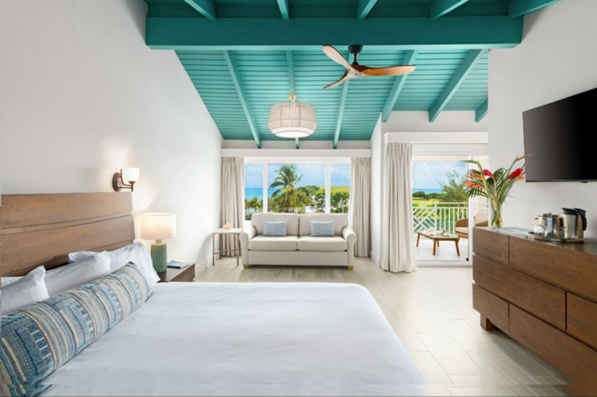 Light, airy, and newly refurbished guest room at Buccaneer St Croix Resort, USVI. Photo credit: Buccaneer Resort St. Croix