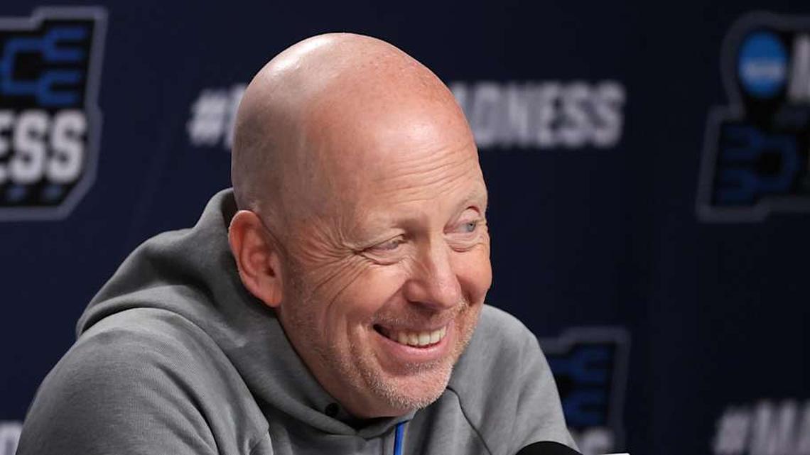  Mar 19, 2026; Philadelphia, PA, USA; UCLA Bruins head coach Mick Cronin speaks with the media before a practice session ahead of the first round of the men's 2026 NCAA Tournament at Xfinity Mobile Arena. Mandatory Credit: Bill Streicher-Imagn Images | Bill Streicher-Imagn Images 