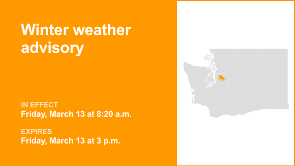 UPDATE: Winter weather advisory issued for Cascades of Southern King County until 2 a.m. Monday 