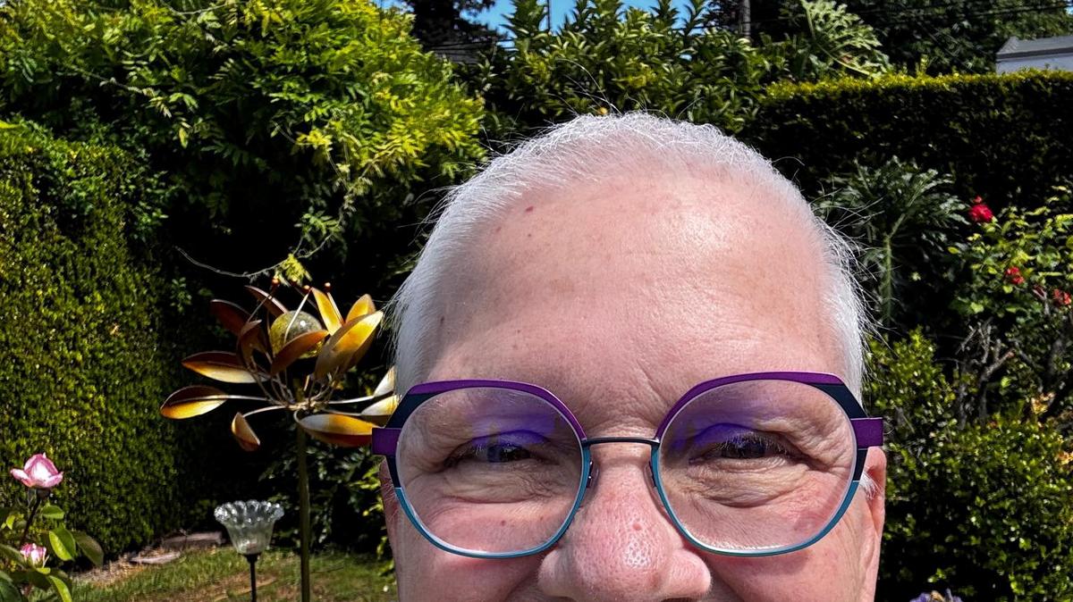 Cathy Smithwick stands in Northern California garden, California, U.S., April 29, 2026. Cathy Smithwick/Handout via REUTERS