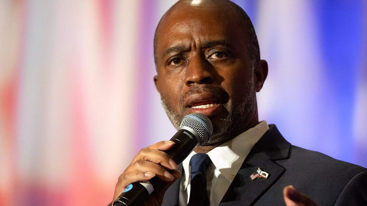 Superintendent of Public Instruction Tony Thurmond speaks during a gubernatorial candidate salon hosted by the California Federation of Labor Unions, AFL-CIO and the State Building and Construction Trades Council at the Sheraton Grand Hotel in Sacramento, California, on May 12, 2025. (Paul Kitagaki Jr./The Sacramento Bee/TNS)