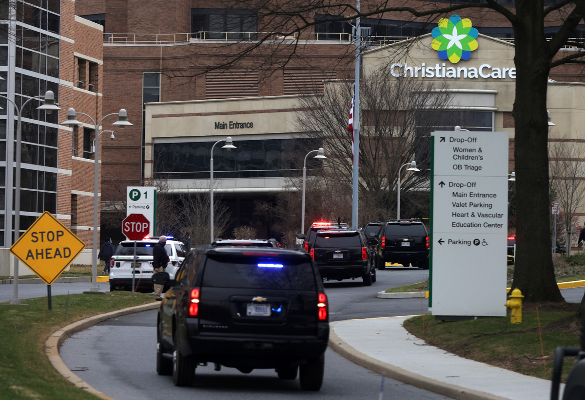  The motorcade of President-elect Joe Biden arrives at ChristianaCare Christiana Hospital where he received his second dose of the Pfizer/BioNTech COVID-19 vaccination on January 11, 2021 in Newark, Delaware. Image for illustration purposes only. 