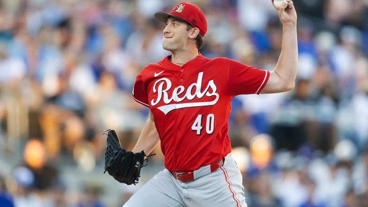 
                 Mar 12, 2026; Phoenix, Arizona, USA; Cincinnati Reds pitcher Nick Lodolo against the Los Angeles Dodgers during a spring training game at Camelback Ranch-Glendale. Mandatory Credit: Mark J. Rebilas-Imagn Images 
              