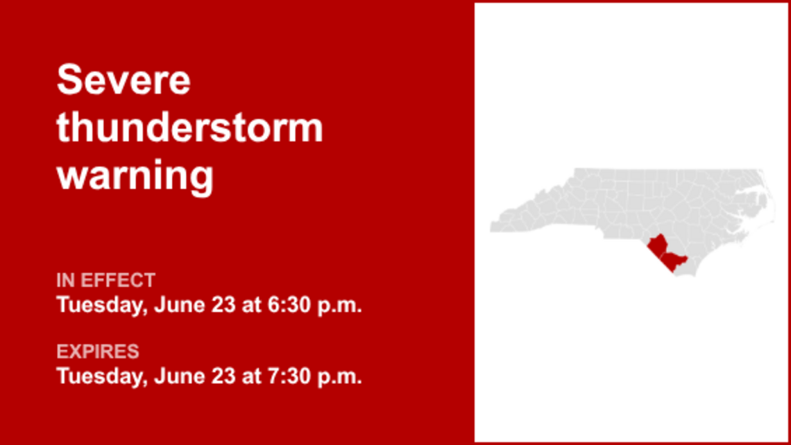UPDATE: Severe thunderstorm warning for Columbus County expected to expire at 8:30 p.m. 
