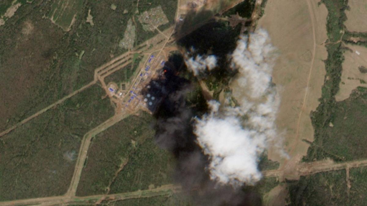 A satellite image shows smoke rising from an oil pumping station, following a Ukrainian drone attack, amid Russia-Ukraine conflict, in Perm, Russia, May 7, 2026.  EUROPEAN UNION/COPERNICUS SENTINEL-2/Handout via REUTERS