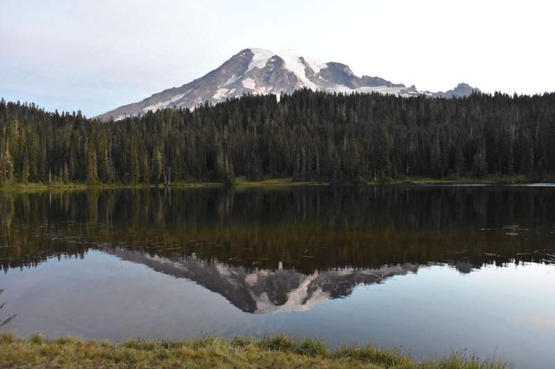  Mount Rainier in Reflection Lake at Sunrise. Photo credit: Peggy Cleveland 