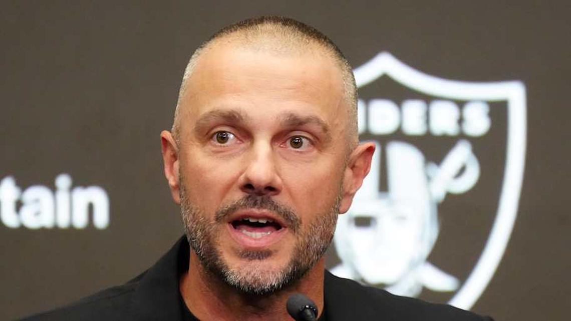  Feb 10, 2026; Henderson, NV, USA; Las Vegas Raiders general manager John Spytek at press conference at Intermountain Health Performance Center. Mandatory Credit: Kirby Lee-Imagn Images | Kirby Lee-Imagn Images 