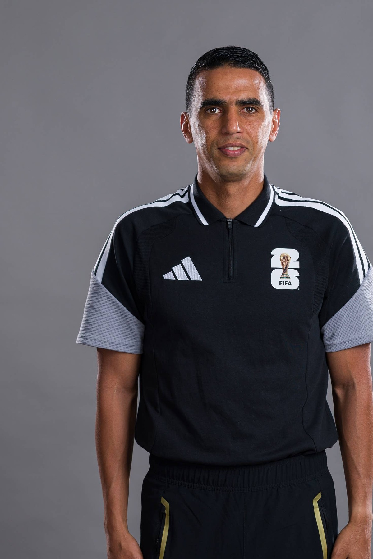  (EXCLUSIVE COVERAGE) Referee, Jalal Jayed, poses for a portrait during the official FIFA World Cup 2026 portrait session on June 06, 2026 in Miami, Florida. (Photo by Carmen Mandato - FIFA/FIFA via Getty Images) Photo by Carmen Mandato - FIFA/FIFA via Getty Images