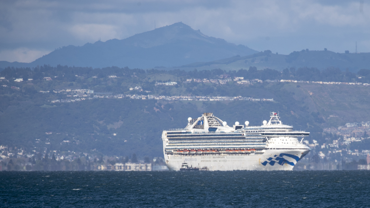 The Grand Princess cruise ship continues to anchor in San Francisco  Bay, Wednesday, March 25, 2020. (Karl Mondon/Bay Area News Group)