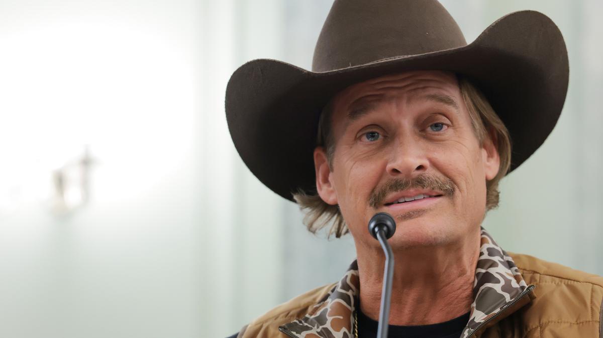 Musician Kid Rock speaks during a subcommittee hearing with the Senate Committee on Commerce, Science, and Transportation in the Russell Senate Office Building on Jan. 28, 2026, in Washington, D.C. The subcommittee on Consumer Protection, Technology, and Data Privacy, held the hearing to discuss the live entertainment industry and improper ticket sale practices. (Anna Moneymaker/Getty Images/TNS)
