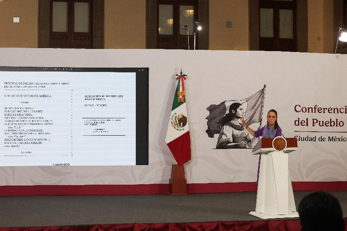 Mexico's President Claudia Sheinbaum holds a daily press conference, after the U.S. Justice Department said it had charged the governor of Mexico's Sinaloa state, Ruben Rocha, and other officials for their alleged involvement with the Sinaloa Cartel at the National Palace, in Mexico City, Mexico April 30, 2026. REUTERS/Henry Romero