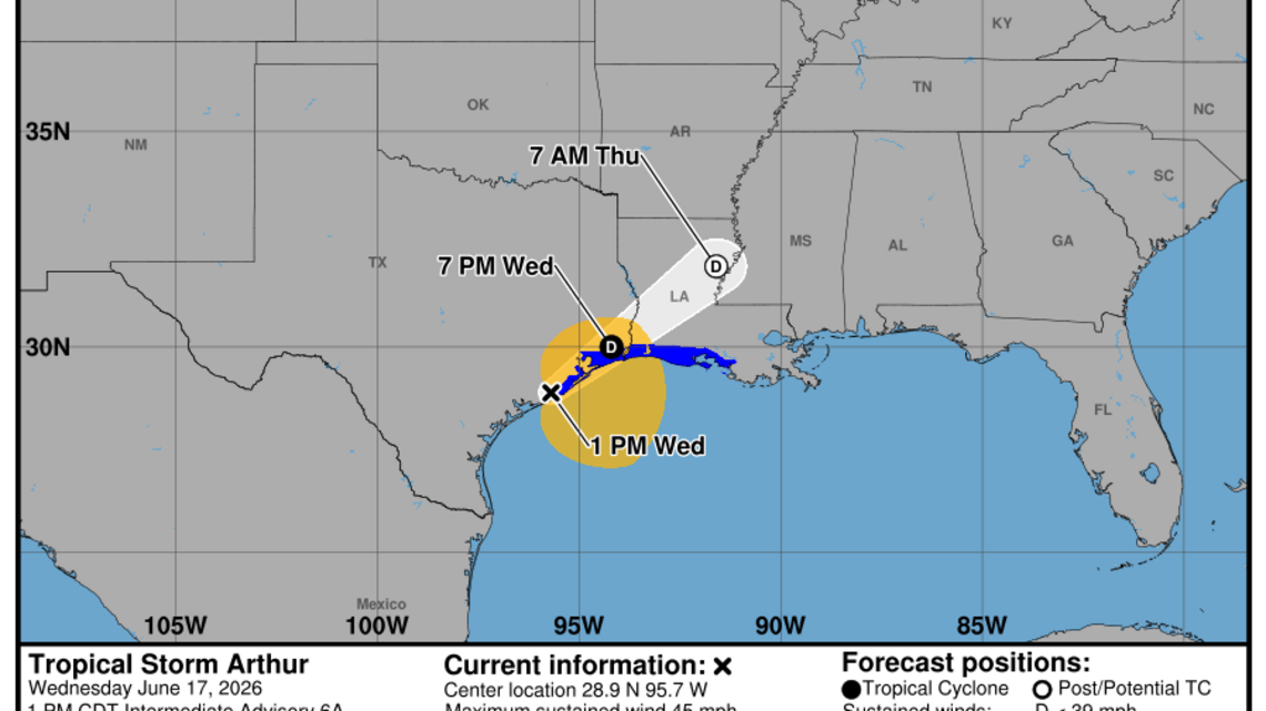 Wednesday, June 17: Latest insights on Tropical Storm Arthur from the National Hurricane Center 