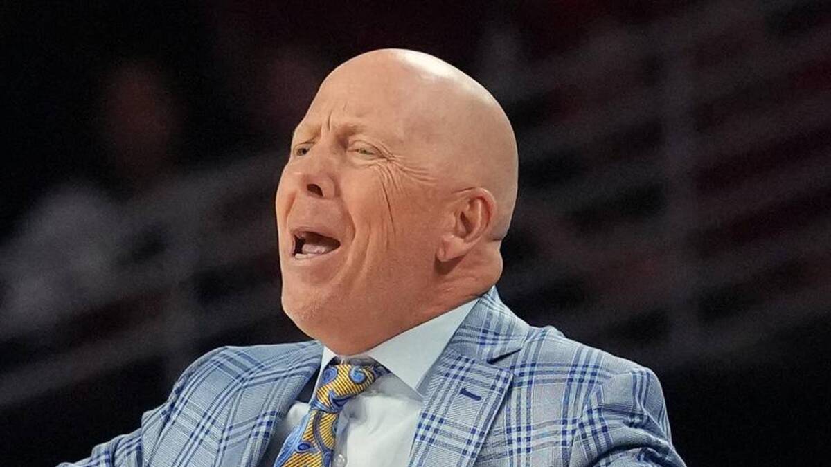  Mar 7, 2026; Los Angeles, California, USA; UCLA Bruins head coach Mick Cronin reacts in the second half against the Southern California Trojans at Galen Center. Mandatory Credit: Kirby Lee-Imagn Images | Kirby Lee-Imagn Images 