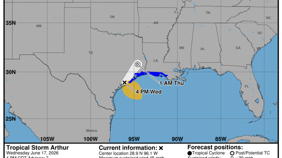 Wednesday, June 17: Latest insights on Tropical Storm Arthur from the National Hurricane Center 