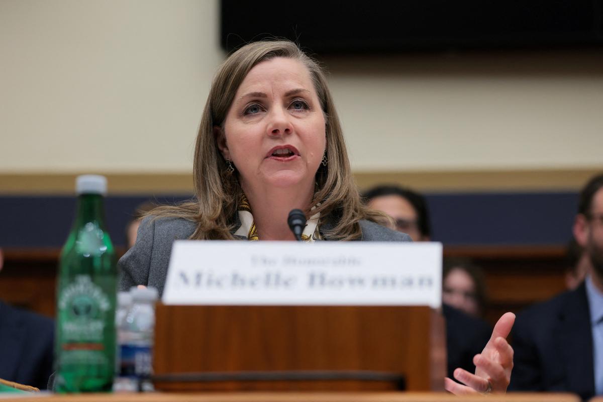 U.S. Federal Reserve Vice Chair for Supervision Michelle Bowman testifies before a House Financial Services Committee hearing on oversight of prudential regulators, in Washington, D.C., U.S., June 4, 2026.  REUTERS/Kylie Cooper