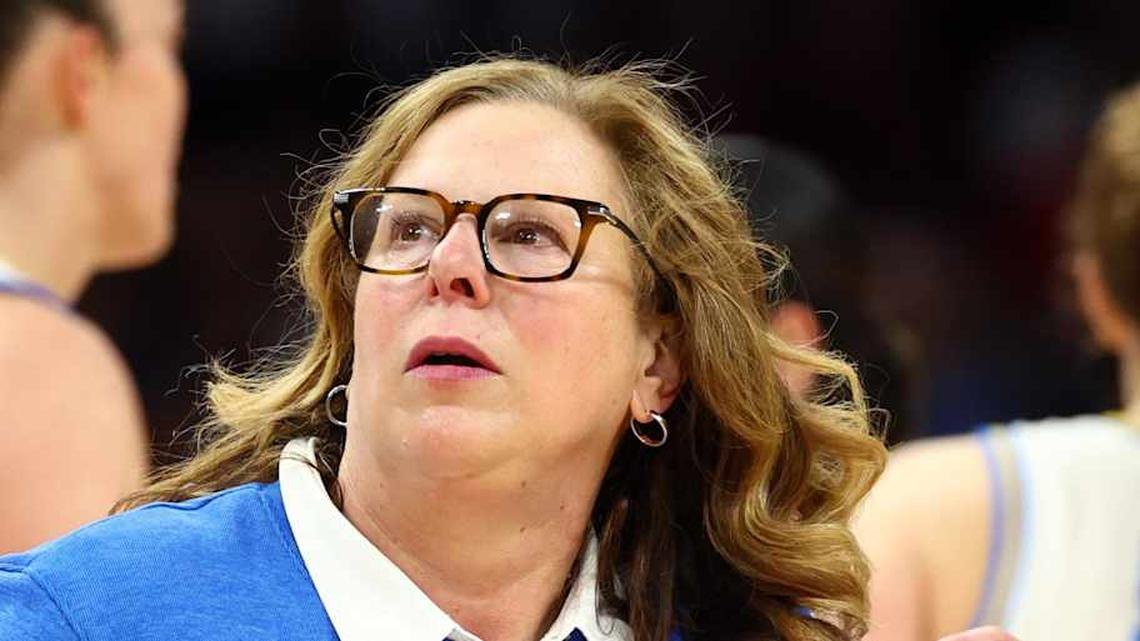  Apr 5, 2026; Phoenix, AZ, USA; UCLA Bruins head coach Cori Close against the South Carolina Gamecocks during the National Championship game of the women's 2026 NCAA Tournament at Mortgage Matchup Center. Mandatory Credit: Mark J. Rebilas-Imagn Images | Mark J. Rebilas-Imagn Images 