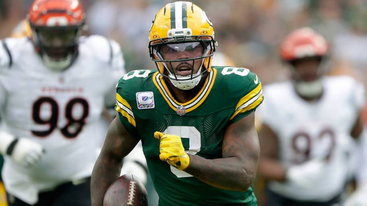  Green Bay Packers running back Josh Jacobs (8) against the Cincinnati Bengals on Sunday, October 12, 2025, at Lambeau Field in Green Bay, Wis. Wm. Glasheen USA TODAY NETWORK-Wisconsin | USA TODAY Network via Reuters Connect 