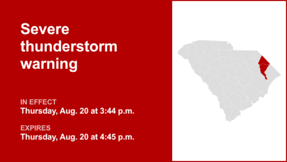 Severe thunderstorm warning issued for Dillon and Marion counties early Thursday evening 