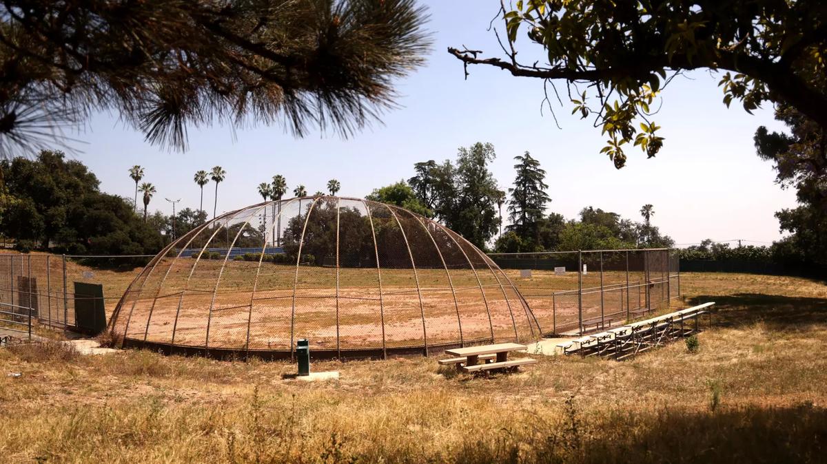 Farnsworth Park, former home of the Central Altadena Little League, has been closed since the Eaton fire. (Genaro Molina/Los Angeles Times/TNS)