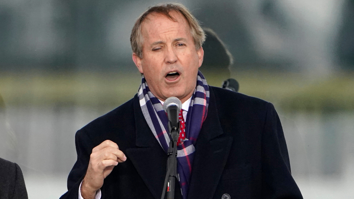 In this file photo, Texas Attorney General Ken Paxton speaks in Washington on Jan. 6, 2021. The state of Texas on Thursday sued suing the Biden administration over guidance released Monday telling the nation’s doctors they’re protected by federal law to terminate a pregnancy as part of emergency treatment.