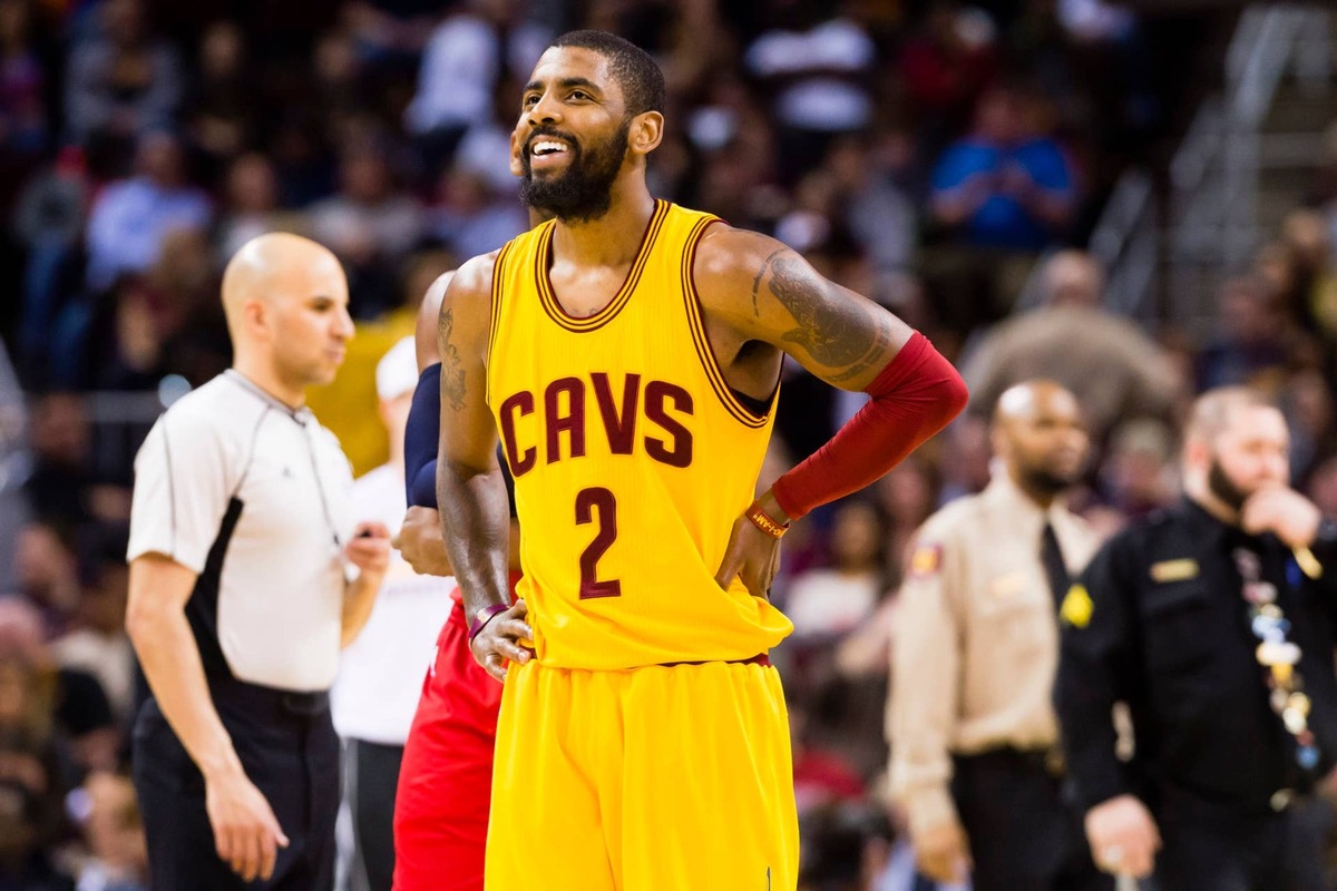  CLEVELAND, OH - MARCH 25: Kyrie Irving #2 of the Cleveland Cavaliers pauses on the court during the first half against the Washington Wizards at Quicken Loans Arena on March 25, 2017 in Cleveland, Ohio. (Photo by Jason Miller/Getty Images) 