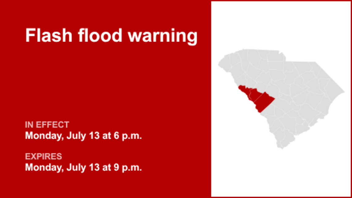 UPDATE: The flash flood warning for Midlands is expected to expire at 10 p.m. 