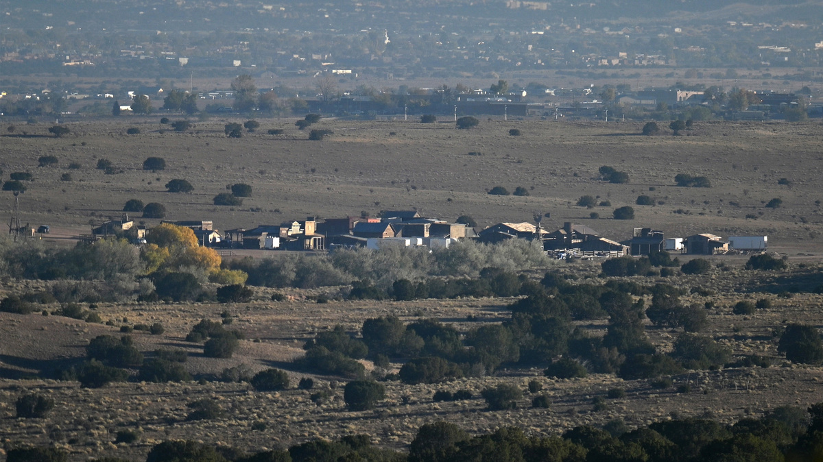 The set of the movie "Rust" at Bonanza Creek Ranch, where a fatal shooting occurred on the set, on Oct. 22, 2021 in Santa Fe, New Mexico. Director of Photography Halyna Hutchins was killed and director Joel Souza was injured on set while filming the movie "Rust" on Oct. 21, 2021. The film's star and producer, Alec Baldwin, discharged a prop firearm that hit Hutchins and Souza.