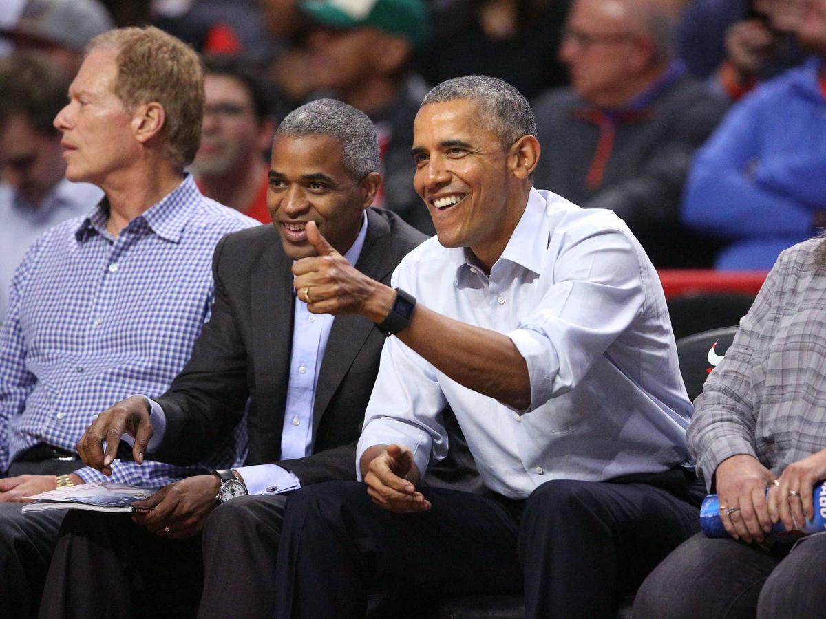  United States president Barack Obama during a game between the Chicago Bulls and the Cleveland Cavaliers at the United Center. Dennis Wierzbicki-USA TODAY Sports