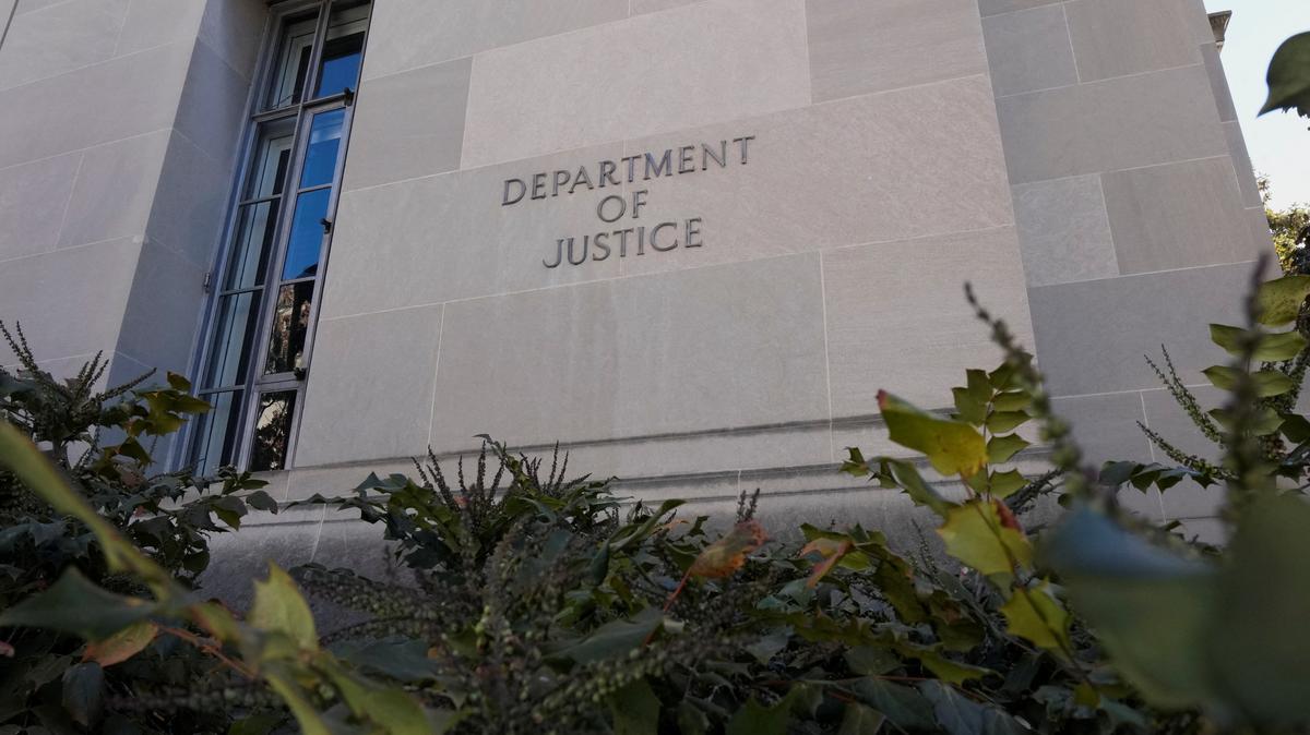 A view of the U.S. Department of Justice, after U.S. President Donald Trump and members of his family sued the IRS and the U.S. Treasury Department for $10 billion for disclosing their tax returns, in Washington, D.C., U.S., February 1, 2026. REUTERS/Ken Cedeno