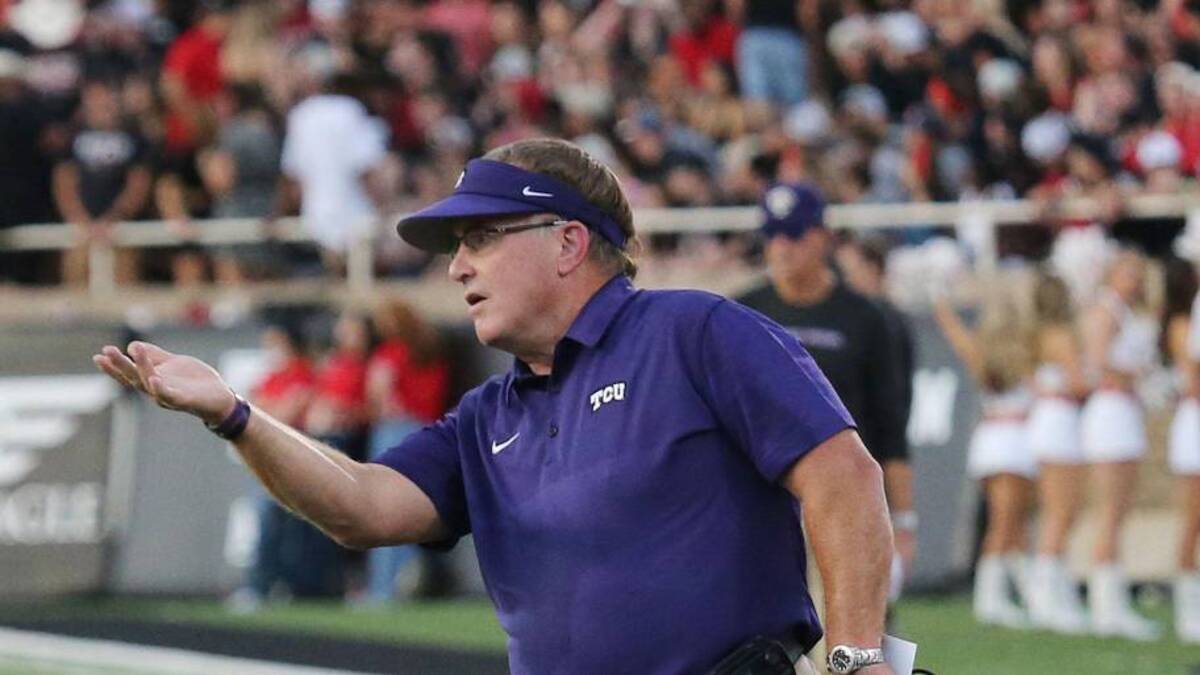  Oct 9, 2021; Lubbock, Texas, USA; Texas Christian Horned Frogs head coach Gary Patterson on the field in the first half in the game against the Texas Tech Red Raiders at Jones AT&T Stadium. Mandatory Credit: Michael C. Johnson-Imagn Images | Michael C. Johnson-Imagn Images 