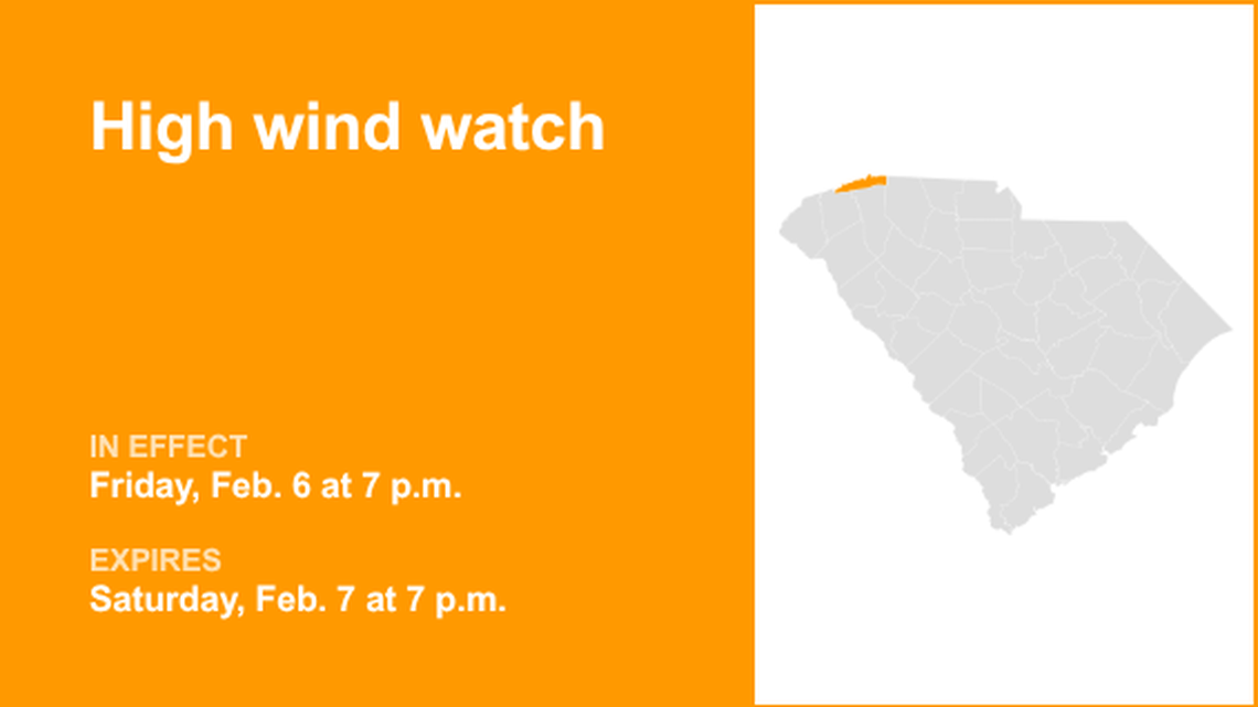 UPDATE: High wind watch issued for Greenville County for Friday and Saturday 