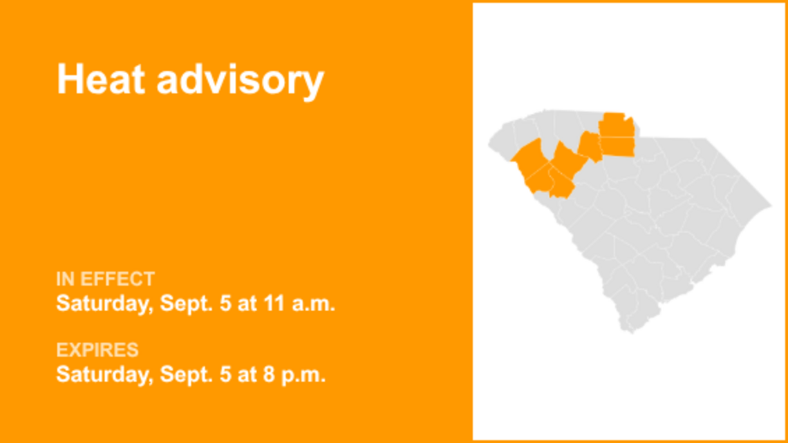 UPDATE: Upstate SC under a heat advisory until Saturday evening, says the NWS 