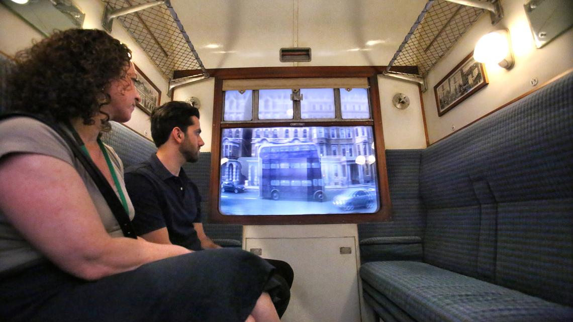 Guests ride the Hogwarts Express during the media preview at the Wizarding World of Harry Potter - Diagon Alley -  Thursday, June 19, 2014, at Universal Studios Florida in Orlando.   (Joe Burbank/Orlando Sentinel) B583808825Z.1