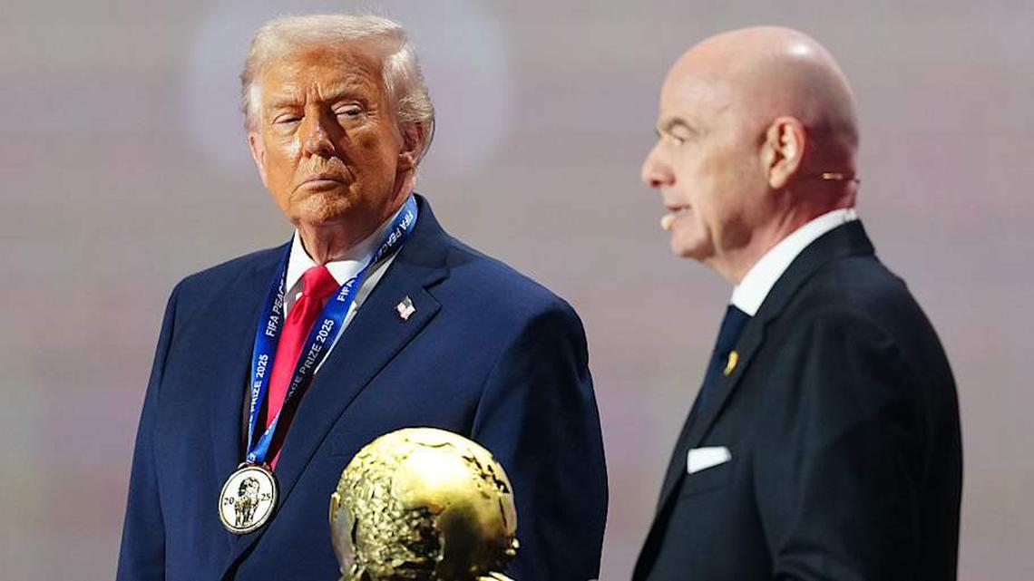  President Donald Trump (left) has a strong relationship with FIFA president Gianni Infantino. | Jia Haocheng/Pool/Getty Images 