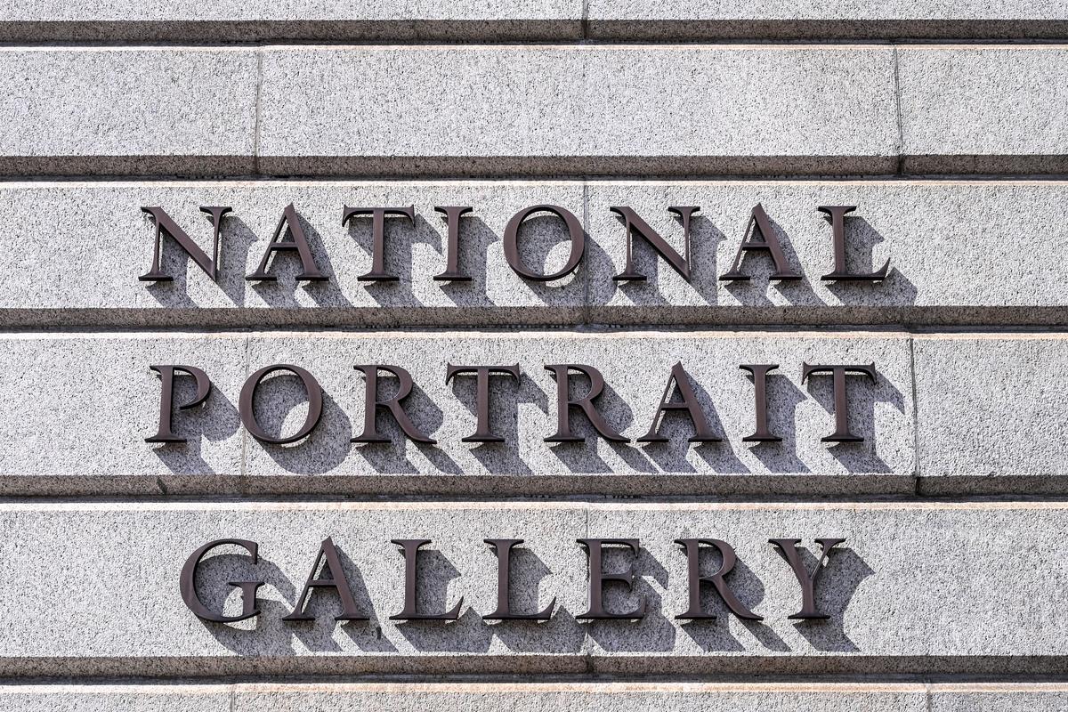  The National Portrait Gallery sign is seen in Washington, DC on August 14, 2025. 