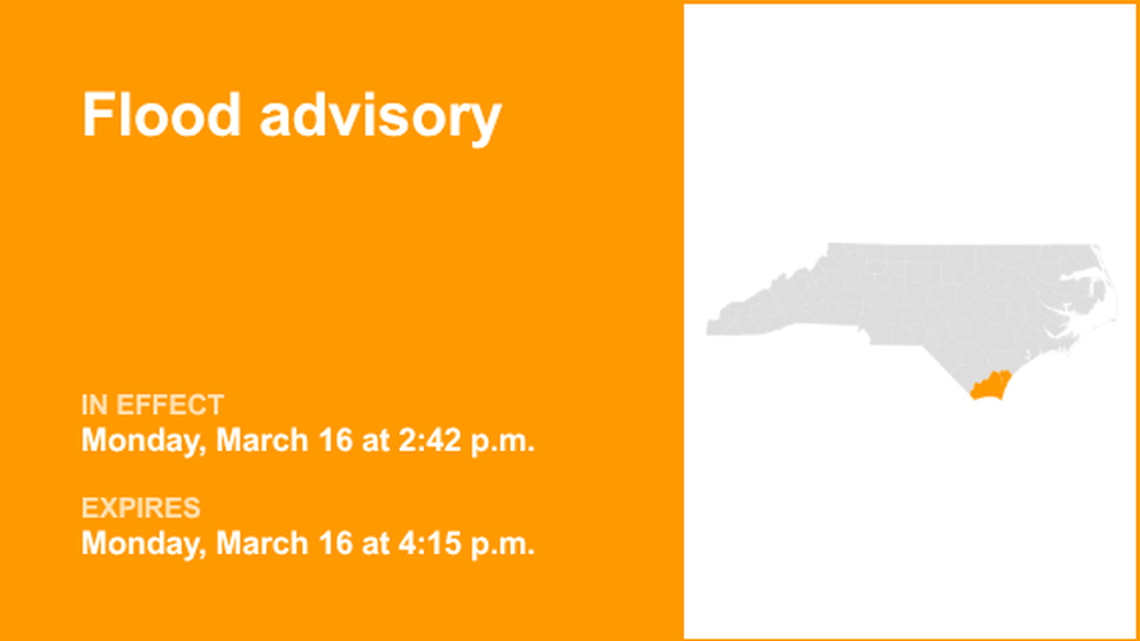UPDATE: The current flood advisory will expire at 4:15 p.m. 