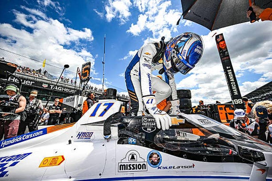  Kyle Larson during qualifying for the Indianapolis 500. (Photo by Brandon Badraoui/Lumen via Getty Images) Photo by Brandon Badraoui/Lumen via Getty Images
